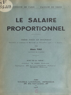 cover image of Le salaire proportionnel